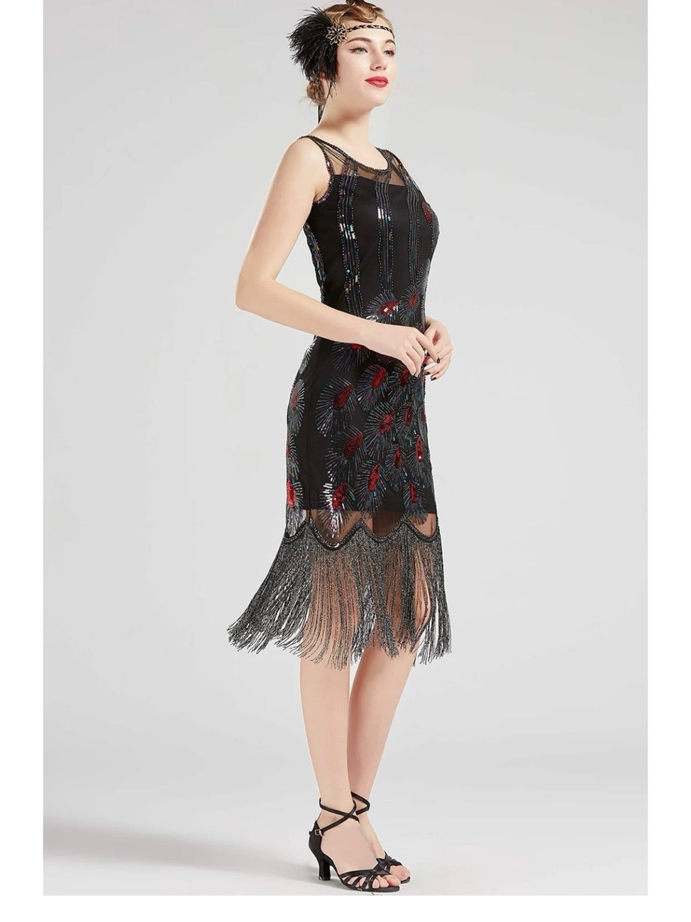 BABEYOND Coucoland 1920s
Peacock Flapper Dress for Women, M, Black, Multicolor - Picture 13 of 15